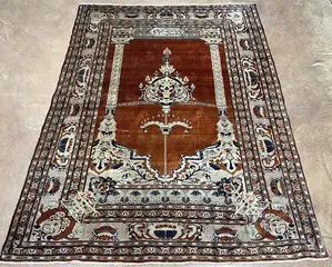 Antique Red Persian Silk Heriz 5