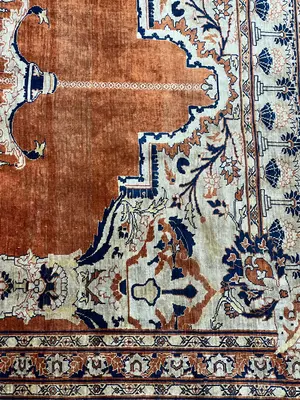 Antique Red Persian Silk Heriz 5