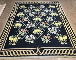 Vintage Black European Needlepoint 7