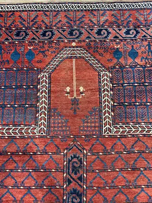 Antique Red Turkmenistan Fine Turkoman Prayer Rug 5