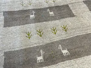New Ivory Persian Gabbeh 5' X 7'
