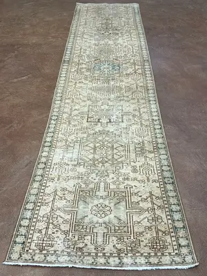 Antique Ivory Persian Karajeh Runner