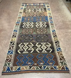 Antique Multi Persian Shirvan Kelim Remnant Runner