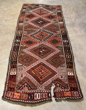 Vintage Rust Caucasian Kazak Remnant Runner