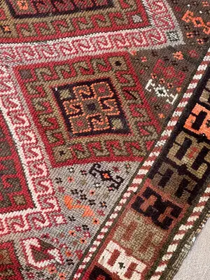 Vintage Rust Caucasian Kazak Remnant Runner