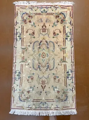Vintage Ivory Persian Tabriz Wool & Silk 2