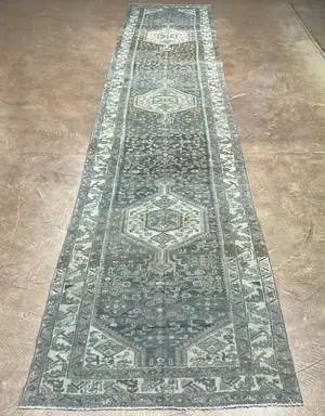 Vintage Blue Persian Hamadan Runner