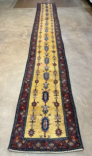 Vintage Gold Persian Gabbeh Kashkoli Runner