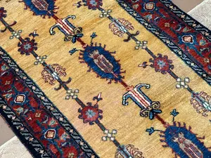 Vintage Gold Persian Gabbeh Kashkoli Runner