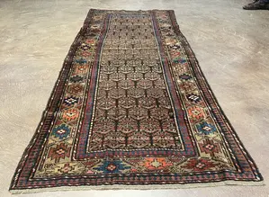 Antique Brown Persian Kurdish Runner