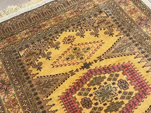 Vintage Gold Afghanistan Silk Sumak 4