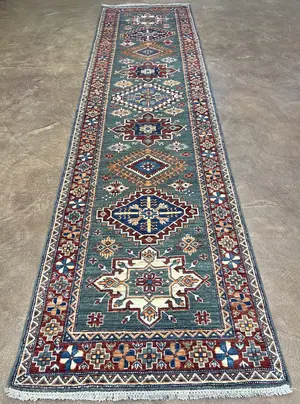 New Grey Afghanistan Kazak Runner