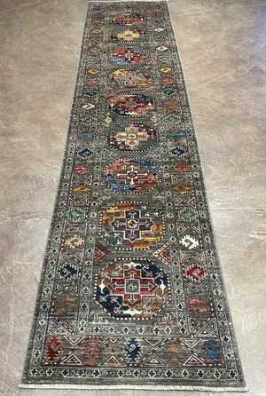 New Grey Afghanistan Ersari Runner