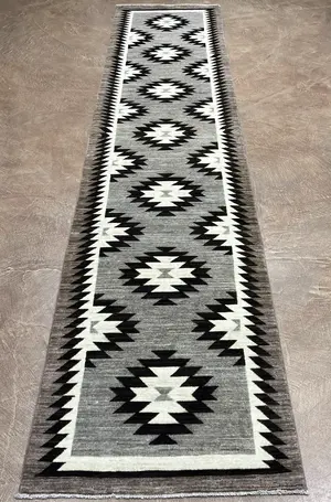 New Grey Afghanistan Navajo Runner