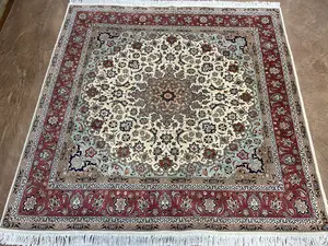 Vintage Ivory Persian Tabriz Square