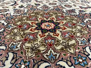 Vintage Ivory Persian Tabriz Square