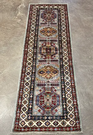 New Grey Afghanistan Kazak Runner