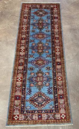 New Blue Afghanistan Kazak Runner