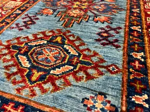 New Blue Afghanistan Kazak Runner