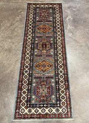 New Grey Afghanistan Kazak Runner