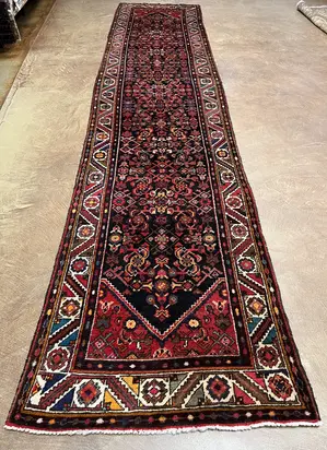 Vintage Black Persian Hamadan Runner