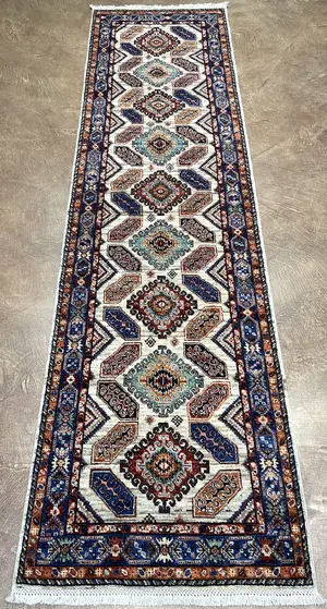 New Grey Afghanistan Modern Tribal Runner