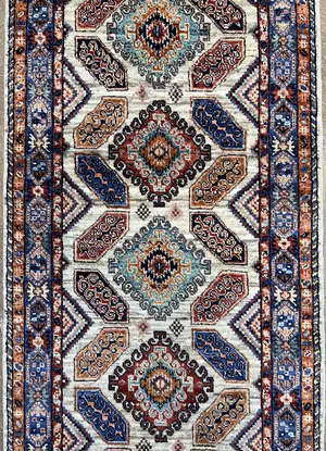 New Grey Afghanistan Modern Tribal Runner