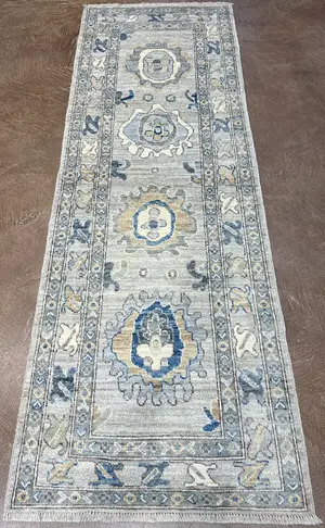 New Grey Afghanistan Modern Oushak Runner