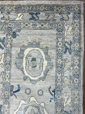 New Grey Afghanistan Modern Oushak Runner