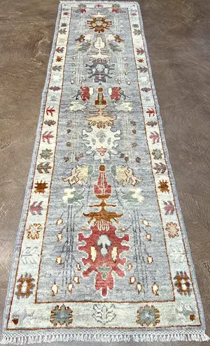 New Blue Afghanistan Modern Oushak Runner