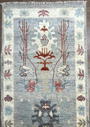 New Blue Afghanistan Modern Oushak Runner