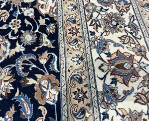 Vintage Blue Persian Isfahan With Silk Highlights 6