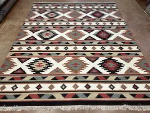 New Ivory India Dhurrie 8