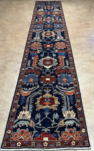 New Navy Afghanistan Aryana Modern Tribal Runner