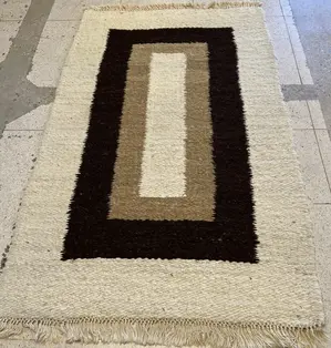 Vintage Ivory Morocco North African Flatweave 5' X 7'