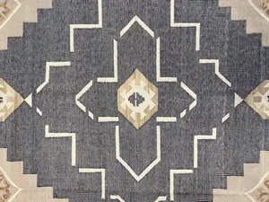 New Grey India Modern Dhurrie Heriz 9