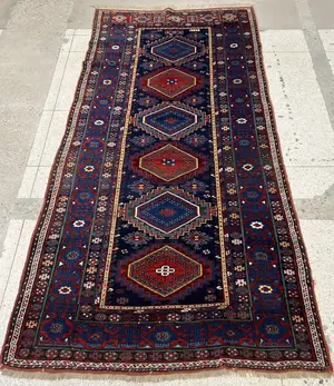 Vintage Blue Persian Shirvan Runner
