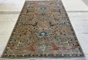 New Grey Afghanistan Faryab Garrus Bijar 6' X 9'