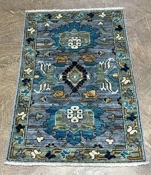 New Blue Afghanistan Modern Mahal 2' X 3'