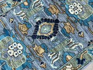 New Blue Afghanistan Modern Mahal 2' X 3'