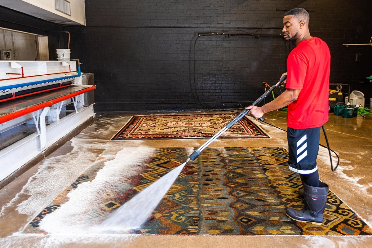 Rug pressure washing